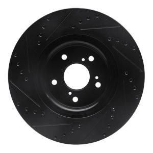 Honda CR-V Brake Rotor (1) - Front Right - R1 Concepts - Drilled & Slotted - Black - `20-`22